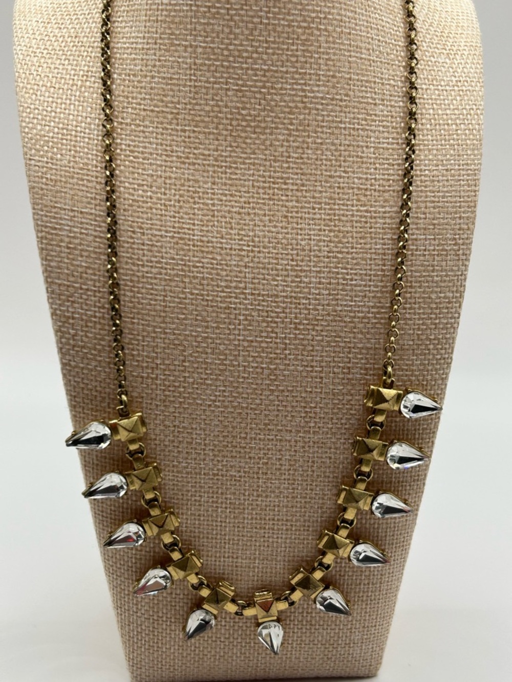 J. Crew Gold Chain Necklace with Silver Spike Accents